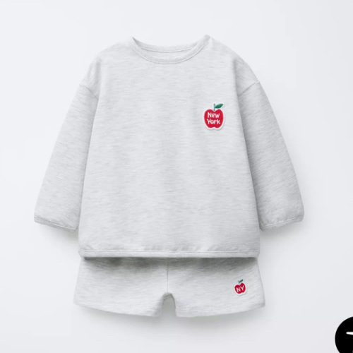 SWEATSHIRT AND BERMUDA SHORTS SET WITH APPLE PATCH - Gray marl | ZARA United States