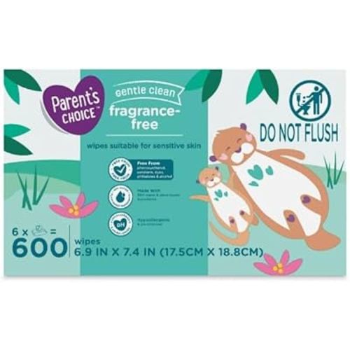 Parent's Choice Fragrance Free Baby Wipes, 600 ~ White ~ 1 Pack