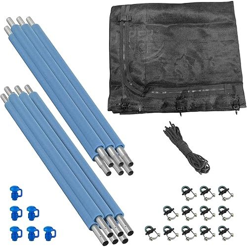 Machrus Upper Bounce Trampoline Safety Enclosure Set for 8 FT 10FT 12FT 13FT 14FT 15FT 16FT Frames - Includes Net, Poles & Hardware - Installs Inside Frame