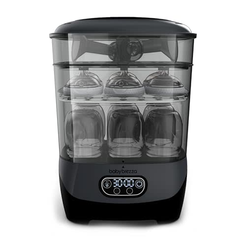 Baby Brezza Bottle Sterilizer and Dryer Advanced – 33% Faster - Largest Capacity Steam Sanitizer - Universal Sterilization Machine for All Bottles + Pump Parts - HEPA Air Filter, Charcoal