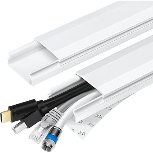TV Cable Hider - 62.8in PVC Cord Hider Cable Management Wall, Paintable Cable Concealer for Wall Mounted TV, Cable Raceway White Wire Hider, Wall Wire Covers for Cords, 4* L15.7in *W1.2in *H0.59in
