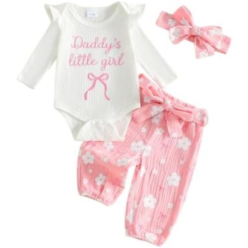 Baby Girl Clothes Newborn Coming Home Romper+Pants+Headband Fall Set