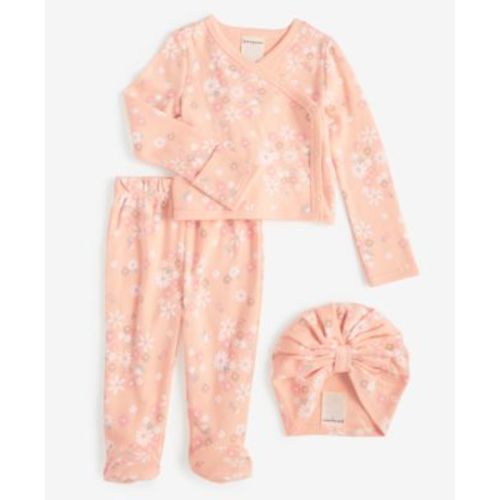 Baby Girls Secret Garden Cotton Hat, Cardigan & Footed Pants, 3 Piece Set, Created for Macy's