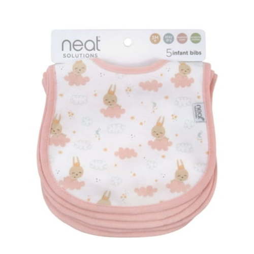 Neat Solutions 5 Pack Girl Infant Stay-Dry Bibs