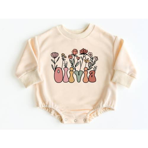 Personalized Bubble Romper Sweatshirt, Custom Baby Bodysuit, Baby Girl Outfit, Bubble Romper, Baby Girl Clothes, Custom Baby Gift, Baby Gift