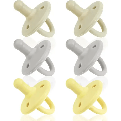Sweet Child Pacifiers 0-18 Months, Set of 6 Ultra-Light Silicone Binkies with Collapsible Handle & 3 Air Holes for Added Safety, Best Newborn Pacifiers for Baby Boys Or Girls