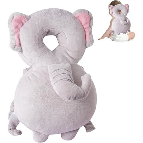 Baby Head Protector Backpack, Toddler Toddler Head Protector, Toddler Head Protector Padded Backpack Elasticated Carrier Wear (Elephant)