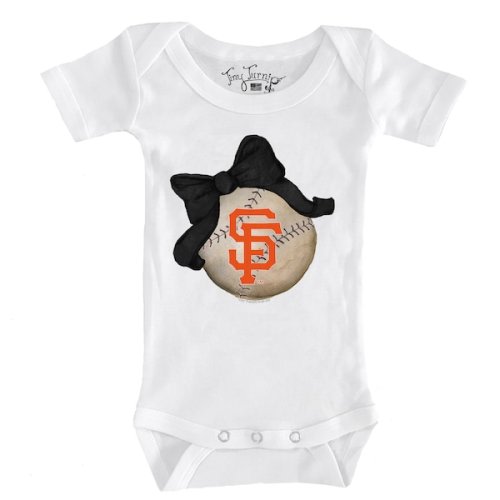 Infant San Francisco Giants Tiny Turnip White Baseball Bow Bodysuit