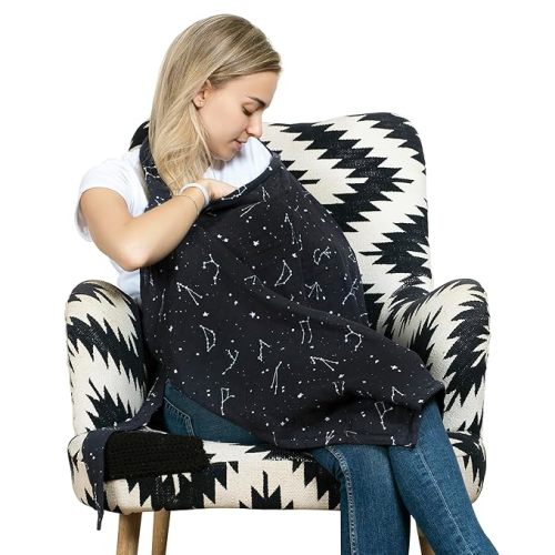 100% Cotton Nursing Cover – Breathable Breastfeeding Cover for Nursing, 360° Nursing Cover Up for Breastfeeding, Privacy Nursing Covers, Nursing Blanket for Breastfeeding – Premium Black