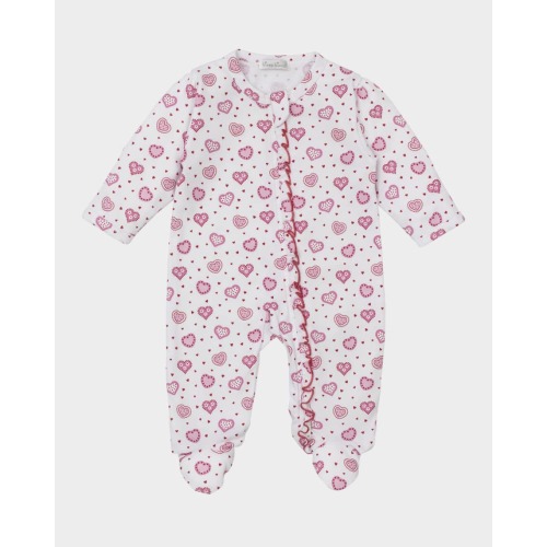 Girl's Heartfelt Hearts Zip Up Footie, Size Newborn-9M