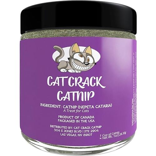 Cat Crack Catnip, Zoomie-Inducing Cat Nip Blend, North American Made & 100% Natural, Safe & Non-Addictive Catnip Treats Used to Supplement Catnip Toys, Catnip Spray, & Cat Accessories (1 Cup)