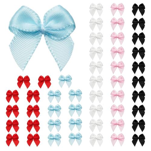WOZEAH 50PCS Mini Satin Ribbon Bows – Multicolor 1" Bows for Crafts,Gift Bags,Party Decorations,DIY Hair Accessories,Flowers,Wedding & Cake Treat Bags Use