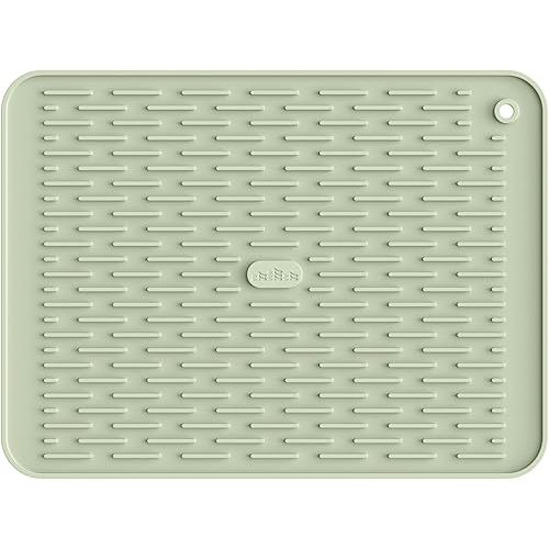 ME.FAN Silicone Dish Drying Mat for Kitchen Counter, Dish Drying Pad for Sink, Refrigerator or Drawer, Countertop Protection Pad M - 16''×12'' - Desert Sage