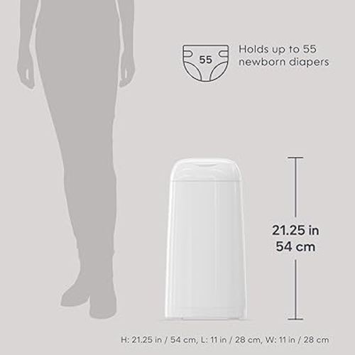 Diaper Genie Classic Pail includes 1 Starter Square Refill That can hold up to 165 newborn-sized diapers.
