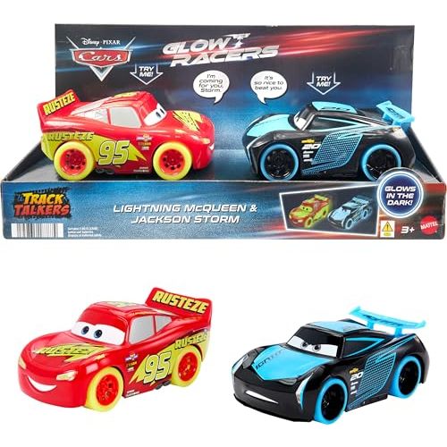 Mattel Disney Pixar Cars Track Talkers Glow Racers Lightning McQueen & Jackson Storm - 2pk
