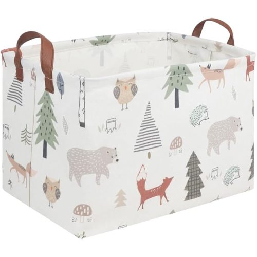 FXOLCSHE Rectangular Animals Basket,Waterproof Storage Bin for Bedroom,Nursery Hamper,Storage Bin for Boys Room Decor,Gift Basket,Animal Room Decor(Animals)