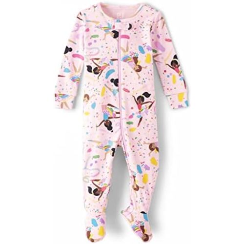 The Children's Place baby-girls And Toddler Snug Fit 100% Cotton One Piece Zip Front Footed Pajama