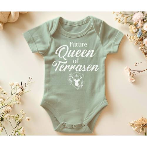 Throne of Glass Baby Bodysuit Future Queen of Terrasen, Bookish Baby Shower gift idea for Booklover, Sarah J Maas TOG Baby First Edition
