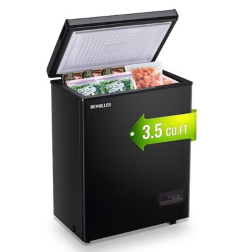 DEMULLER 3.5 Cu. ft Chest Freezer Small Freezers with Top Open Door Freestanding Black