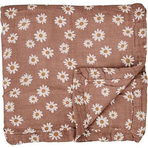 Mebie Baby Muslin Quilt, Daisy Dream, 100% Muslin Cotton Baby Blankets for Girls and Boys, Muslin Baby Blanket for Newborns, Babies, Toddler, Soft Muslin Swaddle Blankets, 47"x47"