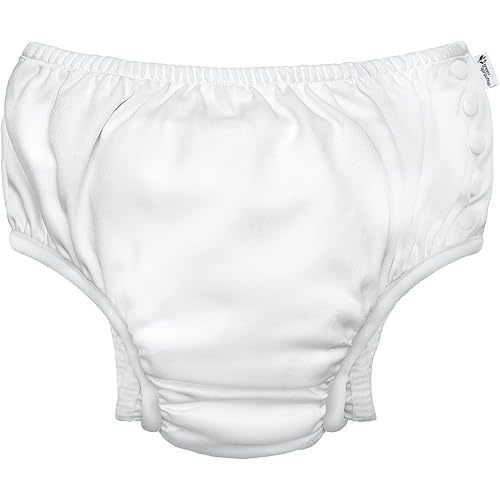 i Play. Baby Ultimate Reusable Snap Swim Diaper, New White, 6 Months