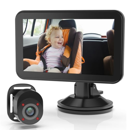 Rexing - BC500 In-Car Baby Cam with Monitor – HD 1080p & Infrared Night Vision - Black