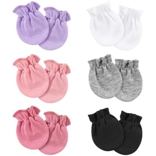 6 Pairs Newborn Baby Mittens No Scratch Elastic Wrist Gloves Soft Infant Baby Mittens for Newborn Baby Boy Girl