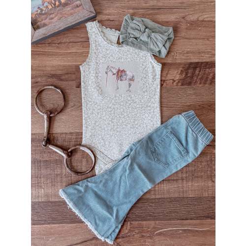 Painted Ranch Horse Floral Lace Tank (Baby & Toddler) - Mint