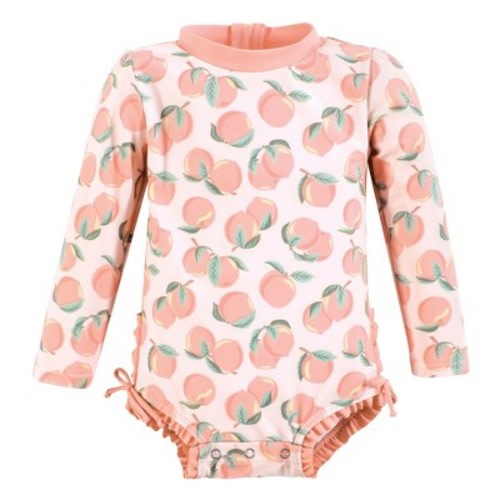 Hudson Baby Girls Rashguard Baby Swimsuit, Pink Peach, Size: 6-9 months