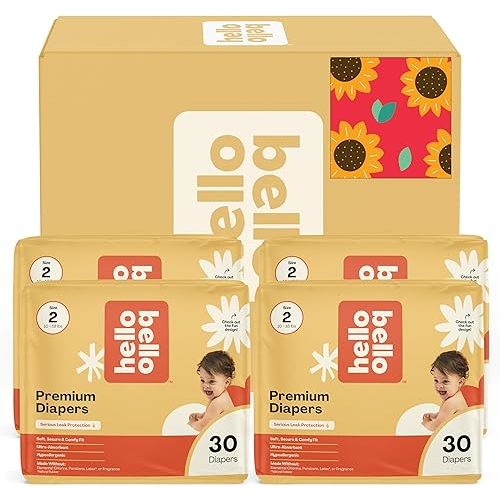 Hello Bello Diapers, Size 2 (10-16 lbs) Flower Child, 120 Count Value Pack of Premium Disposable Baby Diapers, Hypoallergenic with Soft, Cloth-Like Feel