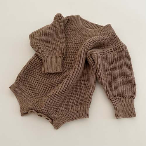 Dylan Knit Romper in Brown
