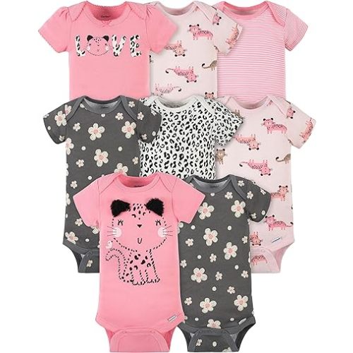 Gerber Baby Girls' 8-pack Short Sleeve Onesies Bodysuits