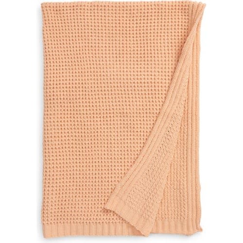 Waffle Stitch Chenille Baby Blanket, Coral Nougat