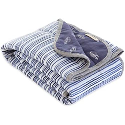 Burts Bees Baby Infant Reversible Blankets 100% Organic Cotton GOTS Certified - On The Road Prints with Quilting Pattern Soft Nursery Blanket with 100% Polyester Fill for Size 30 x 40 Inch