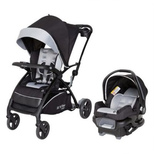 Baby Trend Sit N' Stand 5-in-1 Stroller Single Shopper Travel System with Ally 35 Infant Car Seat, MagneTec Storage Basket, and Canopy, Moondust