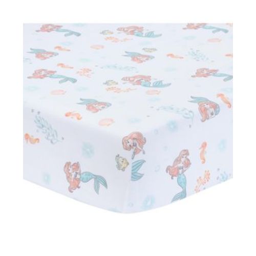 Disney Baby The Little Mermaid White Fitted Crib Sheet - Ariel