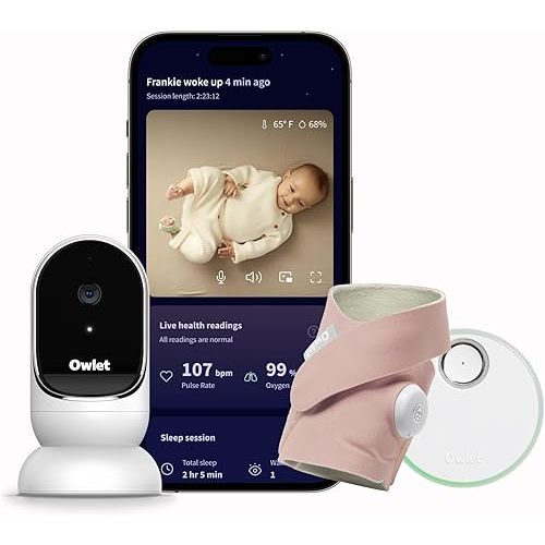 Owlet® Dream Duo Smart Baby Monitor: FDA-Cleared Dream Sock® plus Owlet Cam 2- Tracks & Notifies for Pulse Rate & Oxygen while viewing Baby in 1080p HD WiFi Video