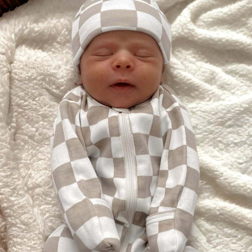 Tiramisu Checkerboard / Organic 2-Way Zip Romper