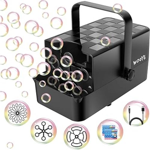 Upgraded Bubble Machine, Make Big/Medium/Small Bubbles, 2000+ - over 10000+ Per Min, Bubble Machine for Toddlers Kids, Bubble Blower Powered by Plug/Battery for Indoor Outdoor Parties Birthday Wedding
