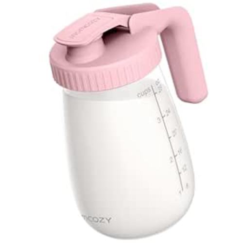 Momcozy Breast Milk Pitcher, Resistant to Heat and Cold Abrupt Temp Swings, No Leak Breast Milk Fridge Storage Container with Wide Mouth, Fast Baby Formula Maker, Breastfeeding Essentials, Pink