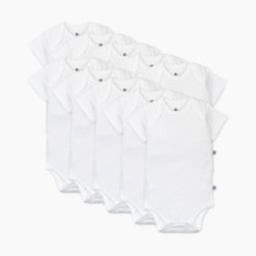 Honest Baby Clothing 10-Pack Organic Cotton Short Sleeve Bodysuits - Bright White, 12 M, 10