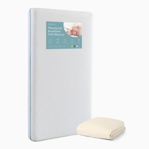 Soundly Waterproof Breathable Crib Mattress with Organic Pad - White