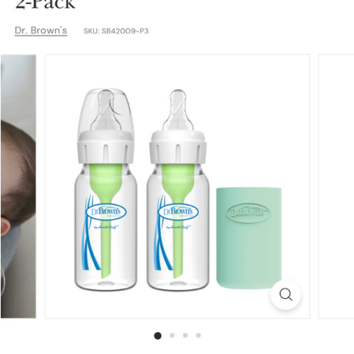 Dr. Brown’s Natural Flow® Anti-Colic Options+™ Narrow Glass Baby Bottle with Silicone Sleeve, 2-Pack