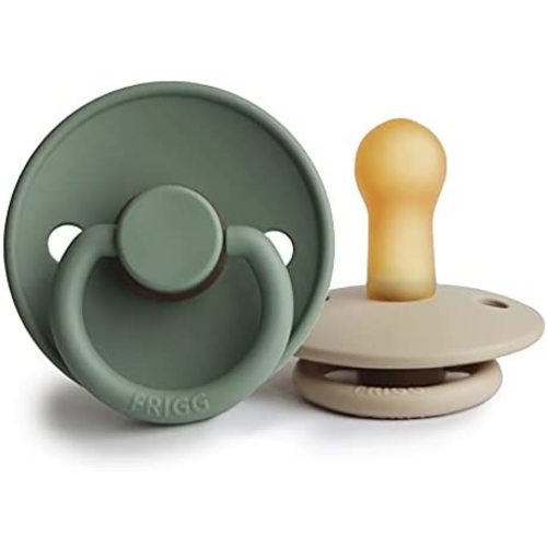 FRIGG Natural Rubber Baby Pacifier | Made in Denmark | BPA-Free (Lily Pad/Sandstone, 6-18 Months)