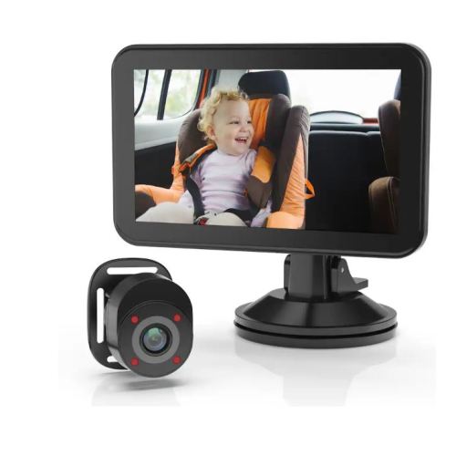 Rexing - BC500 In-Car Baby Cam with Monitor – HD 1080p & Infrared Night Vision - Black