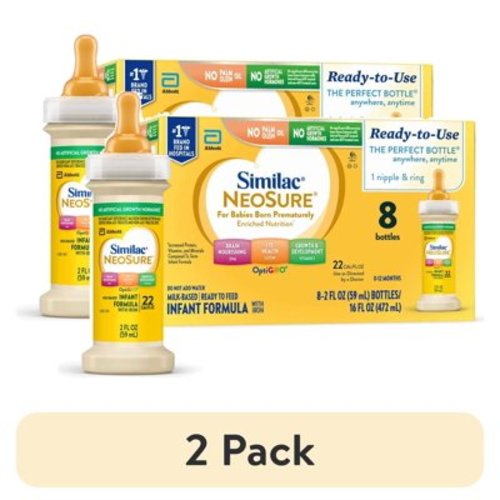 (2 pack) Similac NeoSure Premature Post-Discharge Ready-to-Feed Baby Formula, 2-fl-oz Bottle, Pack of 8