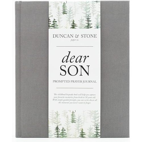 Duncan & Stone Baby Memory Book, Grey, 230 Pages, Prompted Journal for 18 Years