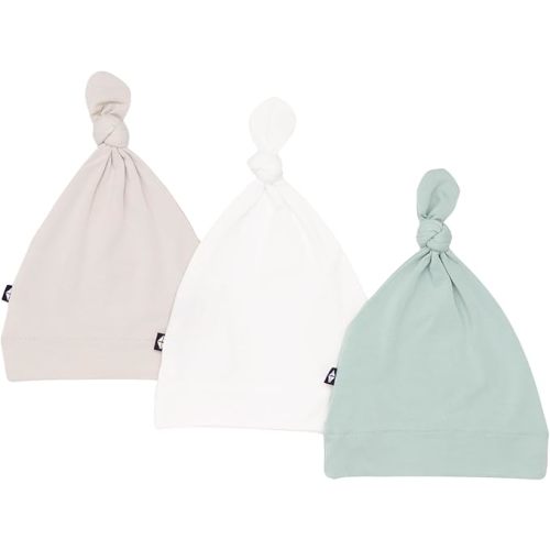 KYTE BABY Rayon Made from Bamboo Baby Beanie Hats - Super Soft Knotted Caps Available in Pattern and Solid Colors - 3 Pack