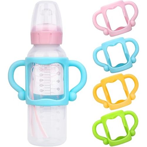 4Pack Bottle Handles for Dr Brown Narrow Baby Bottles, Baby Bottle Holder with Easy Grip Handles to Hold Their Own Bottle, Silicone Hands Free Bottle Feeder,