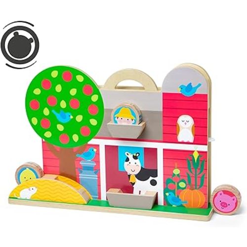 Melissa & Doug GO Tots Wooden Barnyard Tumble with 4 Disks - FSC Certified
